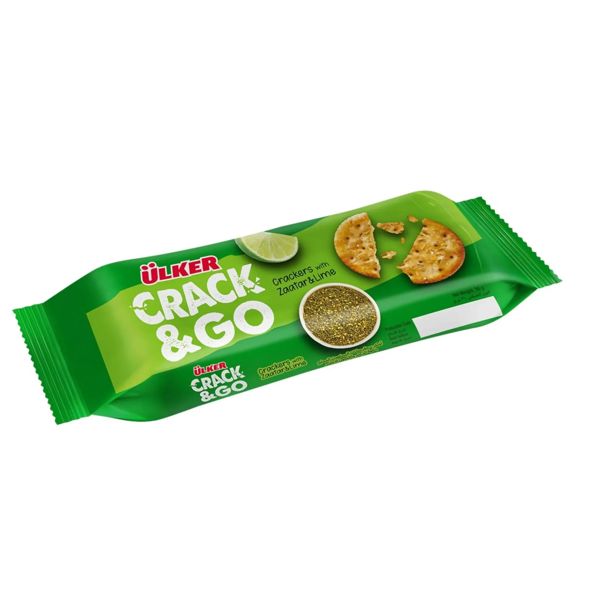 ULKER CRACK AND GO ZAATAR&LIME 36G*8 - أولكر كراك أند جو زعتر وليمون 36جم*8