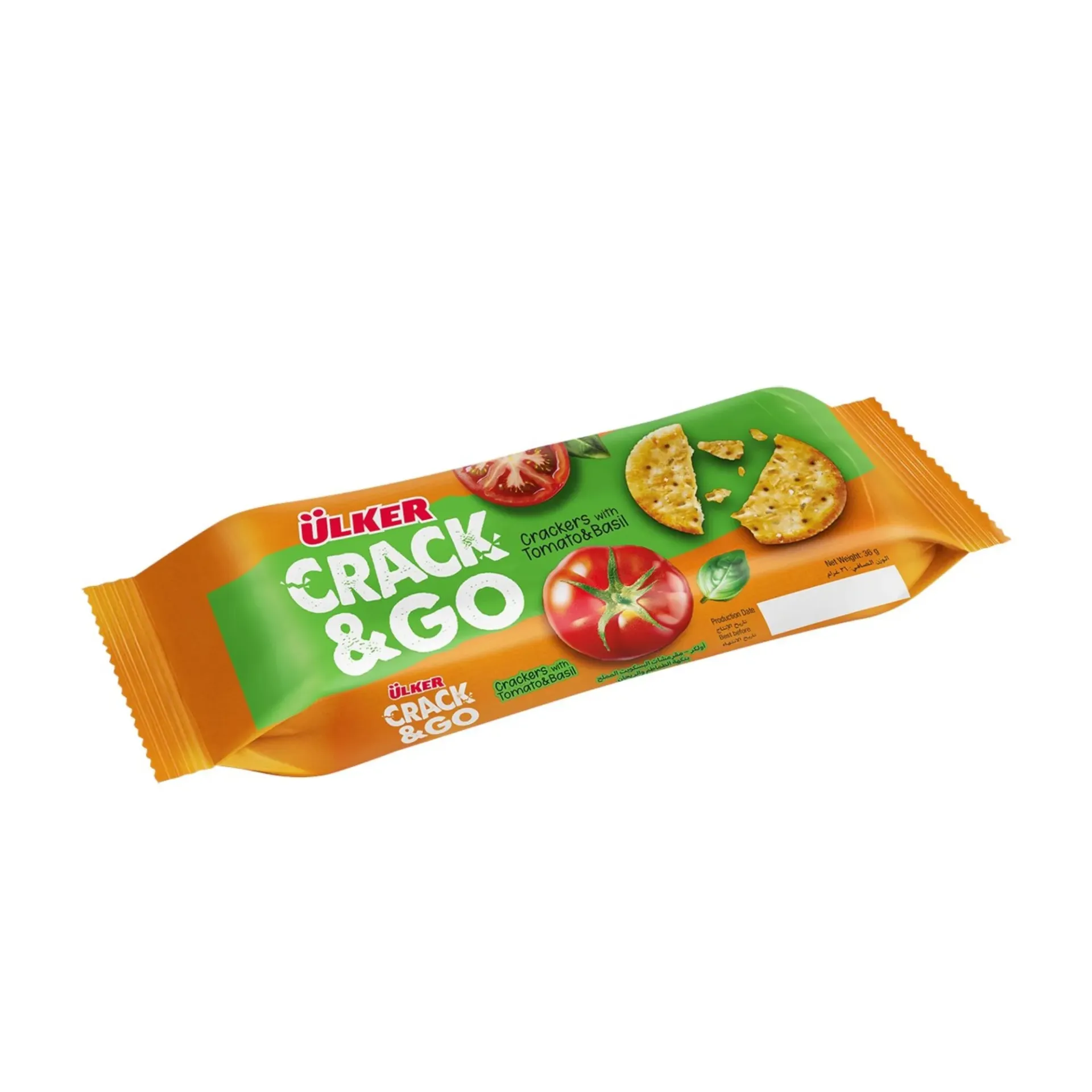 ULKER CRACK AND GO TOMATO&BASIL 36 G*8 - أولكر كراك أند جو طماطم وريحان 36جم*8
