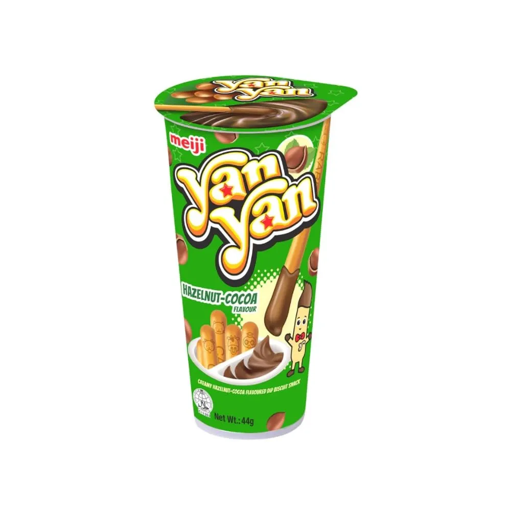 YAN YAN CUP HAZELNUT 8*10*44G - اصابع بسكويت بالبندق 44 جرام