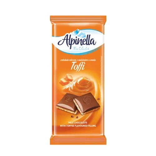 ALPINELLA MILK CHOCOLATE WITH TOFFEE 100 G - البينيللا شوكولاتة الحليب بالتوفى 100  جم