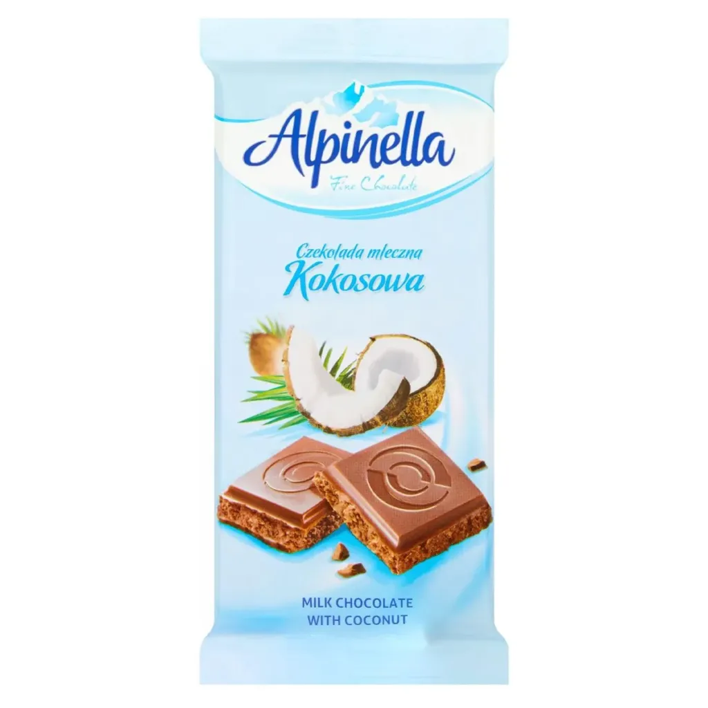 ALPINELLA MILK CHOCOLATE WITH COCONUT 90 G - Alpinella Milk Chocolate with Coconut 90 g