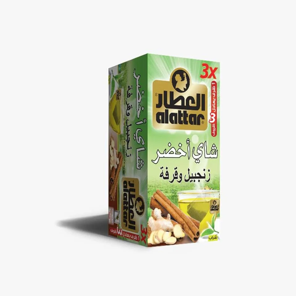 ALATTAR GREEN TEA CANNELLE & GINGEMBRE *30 packets - العطار شاى اخضر قرفة وزنجبيل *30  باكيت
