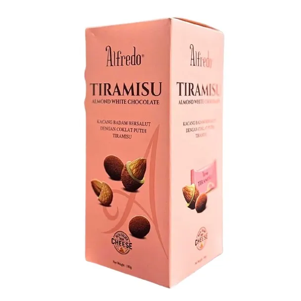 ALFREDO TIRAMISU ALMONDS WHITE CHOCOLAT RICH CREAMY CHEESE 180G - الفريدو تراميسيو اللوز بالشوكولاتة البيضاء نكهة الجبنة الكريمى 180  جم