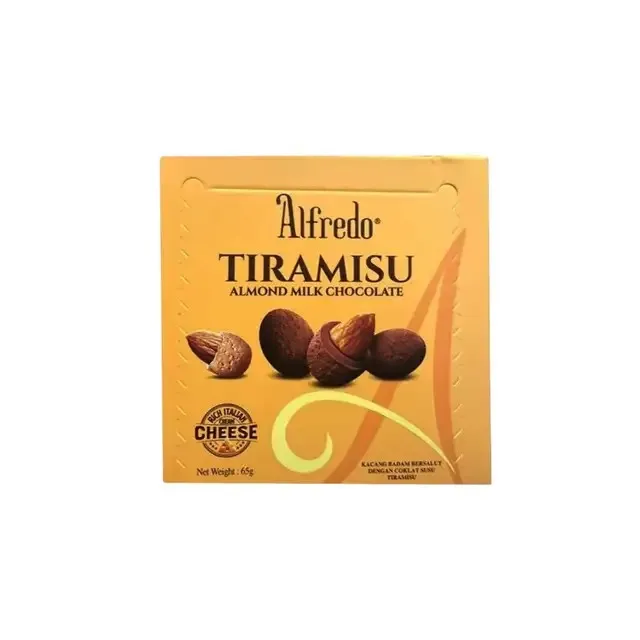 ALFREDO TIRAMISU ALMONDS MILK CHOCOLAT RICH CREAMY CHEESE 65G - الفريدو تراميسيو اللوز بالشوكولاتة الحليب نكهة الجبنة الكريمى 65  جم