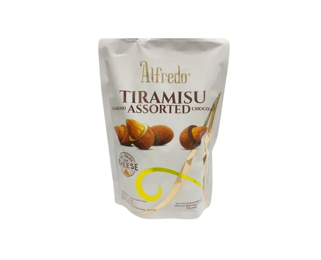 ALFREDO TIRAMISU ALMONDS ASSORTED CHOCOLAT RICH CREAMY CHEESE 300 G - الفريدو تراميسيو اللوز بالشوكولاتة المنوعة نكهة الجبنة الكريمى 300  جم