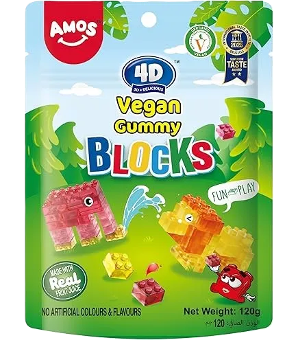 AMOS PEELERZ GUMMY FRUIT 4D 120 G - اموس بيلرز حلوى جيلى الفاكهة فور دى 120  جرام