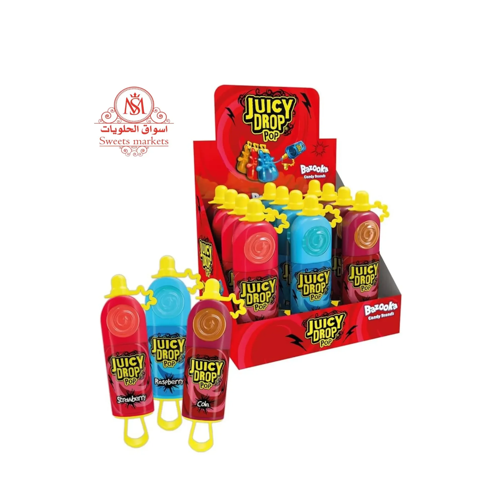 Bazooka Strawberry & Blackcurrant Sour Liquid Candy 12*26g - بازوكا حلوى سائلة بنكهة الفراولة و الكشمش الاسود الحامضة 12*26جرام