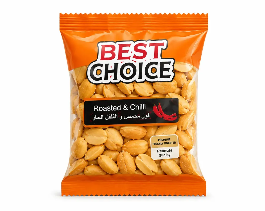 BEST CHOICE ROASTED & CHILLI PEANUTS 30*15 G - بست تشويس فول سودانى محمص بالفلفل الحار 30*15 جم