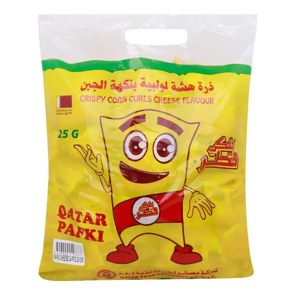 QATAR PUFAK CORN CURLS 30*25 G - بفكى قطر ذرة هشة لولبية بالجبنة 30*25جم