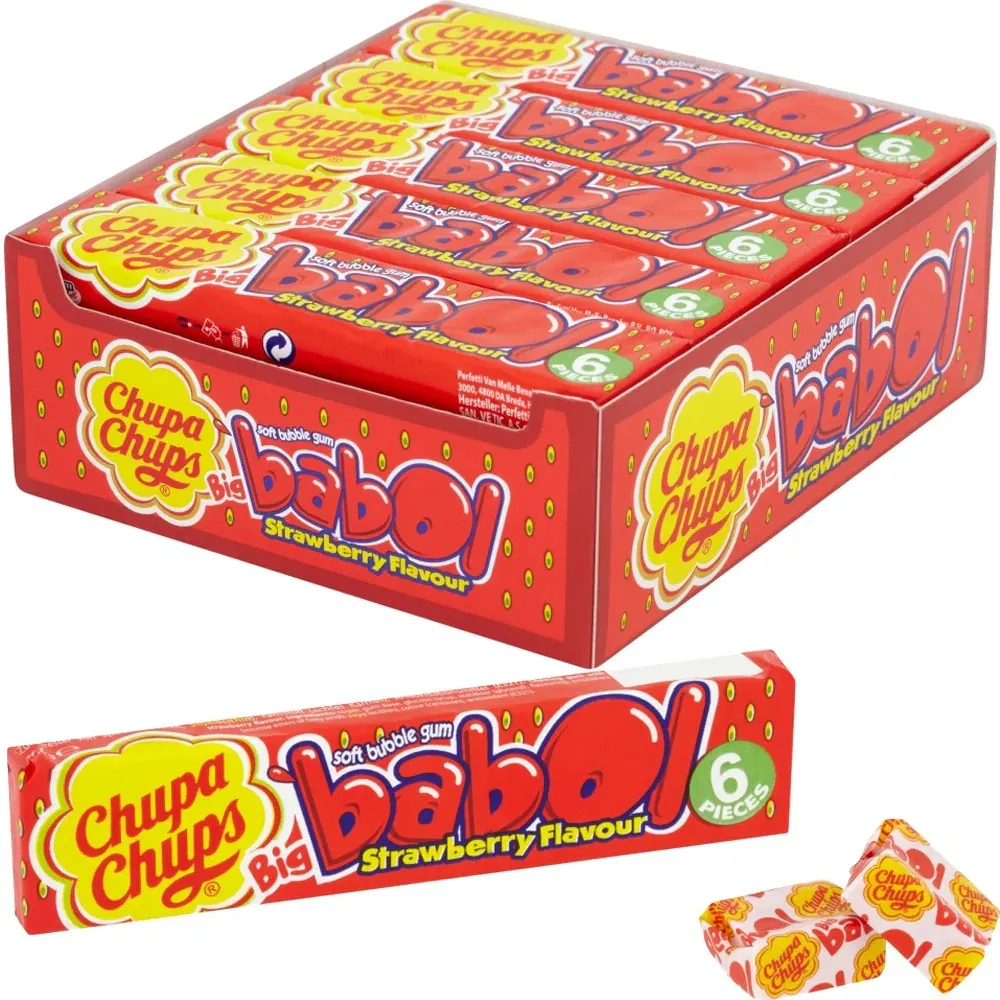 BIG BABOL CHUPA CHUPS STRAWBERRY GUM 27G - بيج بابول شوبا تشوبس علك الفراولة 27  جم