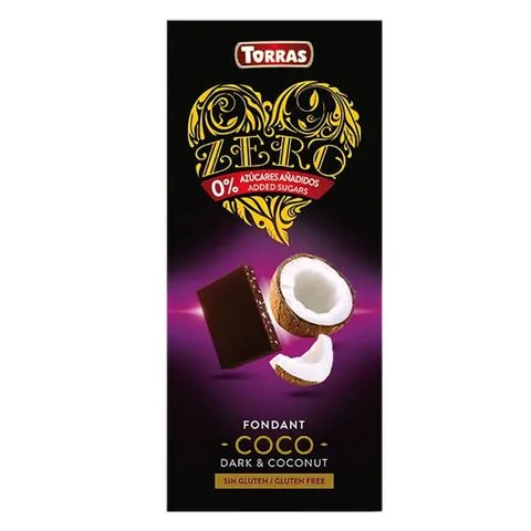 TORRAS SUGAR FREE ZERO DARK COCONUT CHOCOLATE 125G - توراس شوكولاتة غامقة بجوز الهند بدون سكر مضاف 125ج