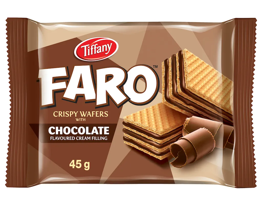 TIFFANY WAFER FARO CHOCOLATE 12*12*40G - تيفاني فارو ويفر بالشوكلا40 جم