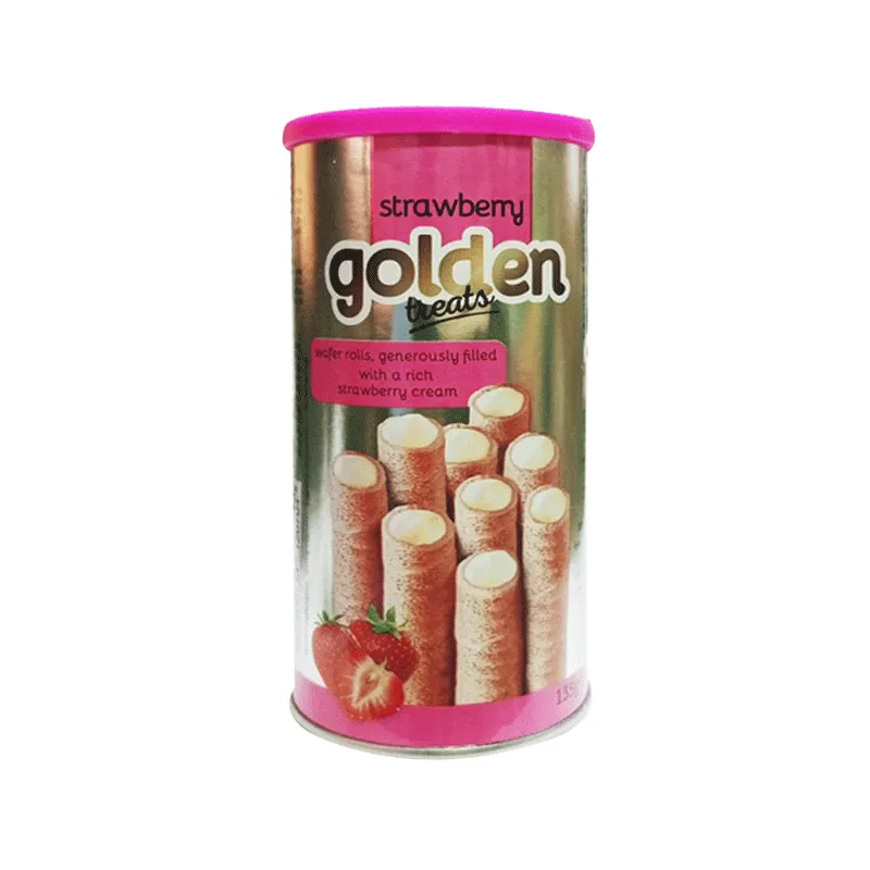 GOLDEN TREATS WAFER ROLLS WITH STRAWBERRY 135 G - جولدن تريتس أصابع ويفر الفراولة 135 جم