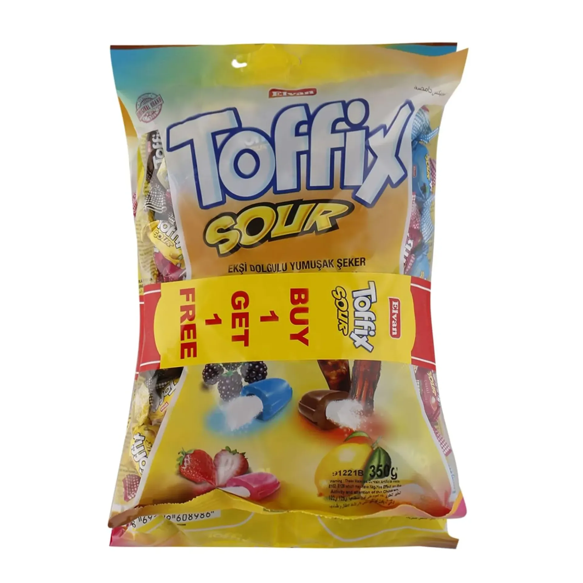 ELVAN TOFFIX SOUR 2*300G - حلوة ايلفين توفيكس بطعم الفواكه 2*300  جرام