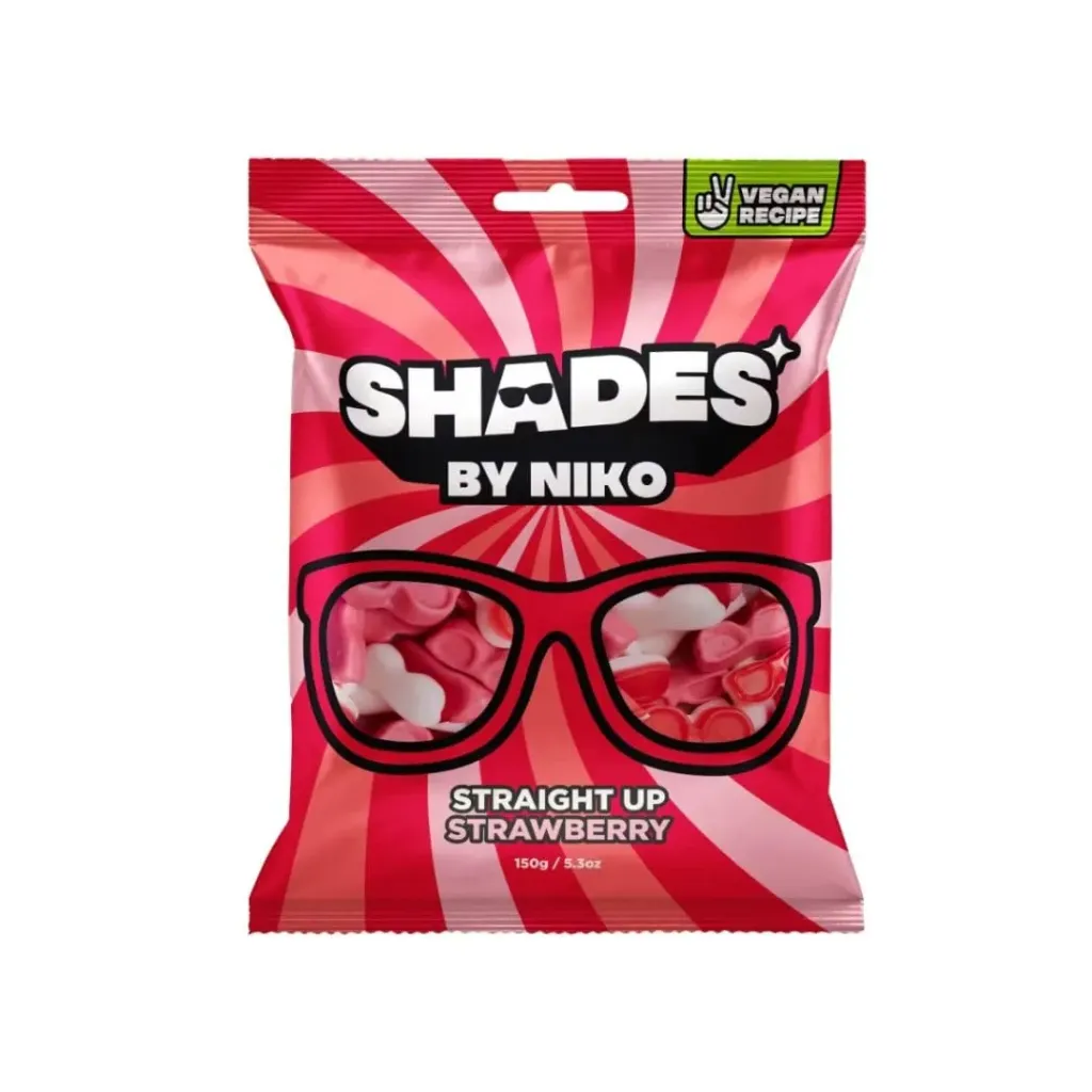 SHADES BY NIKO STRAWBERRY 150G - حلوى جيلى شايدز فراولة 150  جرام