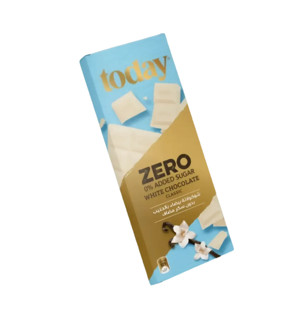 TODAT ZERO ADDED SUGAR WHITE CHOCOLATE 60 GM - شوكولاتة بيضاء توداى خالية من السكر 60  جرام