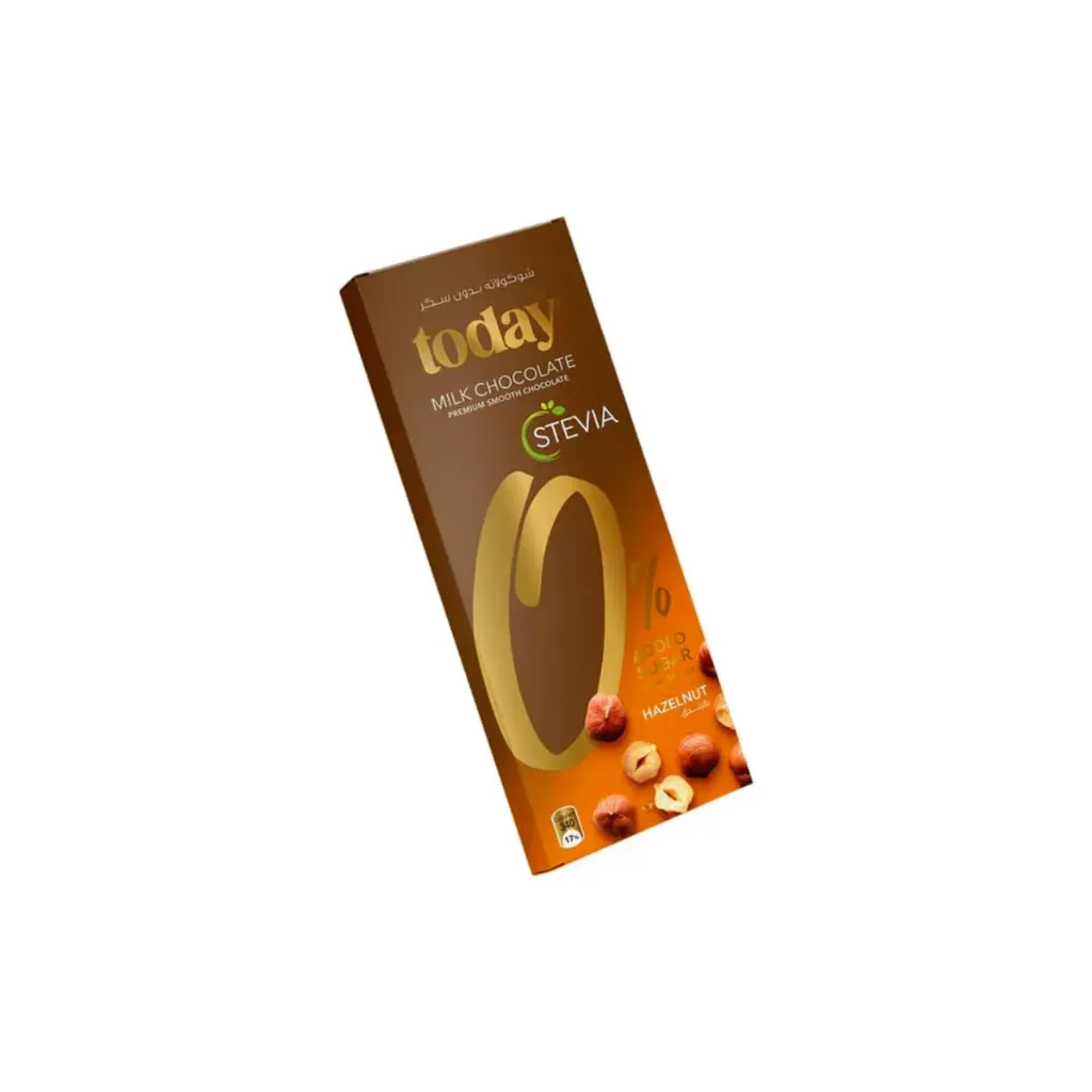 TODAY STEVIA CHOCOLATE WITH HAZELNUT 60 GM - شوكولاتة توداى ستيفيا بالبندق 60  جرام