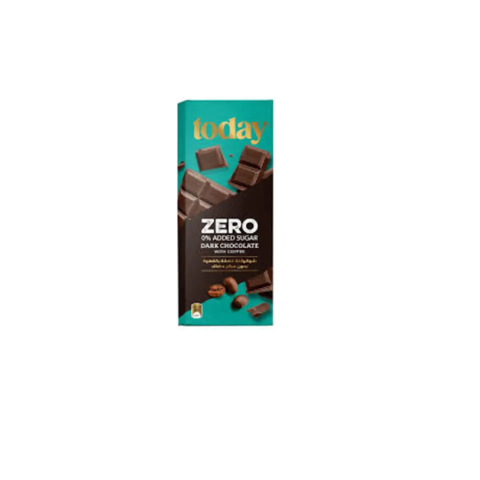 TODAY ZERO ADDED SUGAR DARK CHOCOLATE WITH COFFE 60 GM - شوكولاتة داكنة توداى خالية من السكر بالقهوة 60  جرام