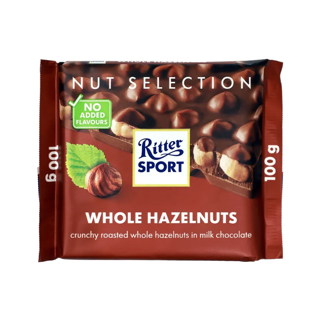 RITTER SPORT Roasted hazelnuts CHOCOLATE 100G - شوكولاتة ريتر بندق محمص 100جرام