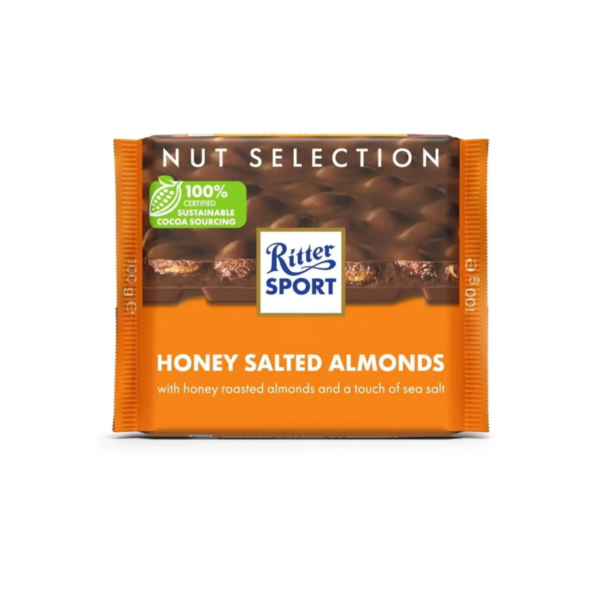 RITTER SPORT Salted almonds with honey CHOCOLATE 100G - شوكولاتة ريتر سبورت لوز مملح بالعسل 100جرام