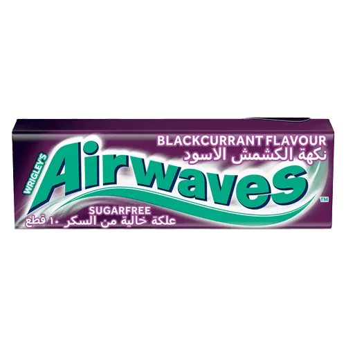 AIR WAVES BLACKCURRANT FLAVOR 14G*30 - علكة اير ويفز خالية من السكر نكهة الكشمش الاسود 14 جم*30