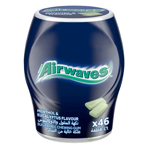 AIR WAVES MENTHOL& EUCALYPTUS FLAVOR 64 G 46 PCS - علكة اير ويفز خالية من السكر نكهة المنثول والاوكالبتوس 64 جم 46 حبه