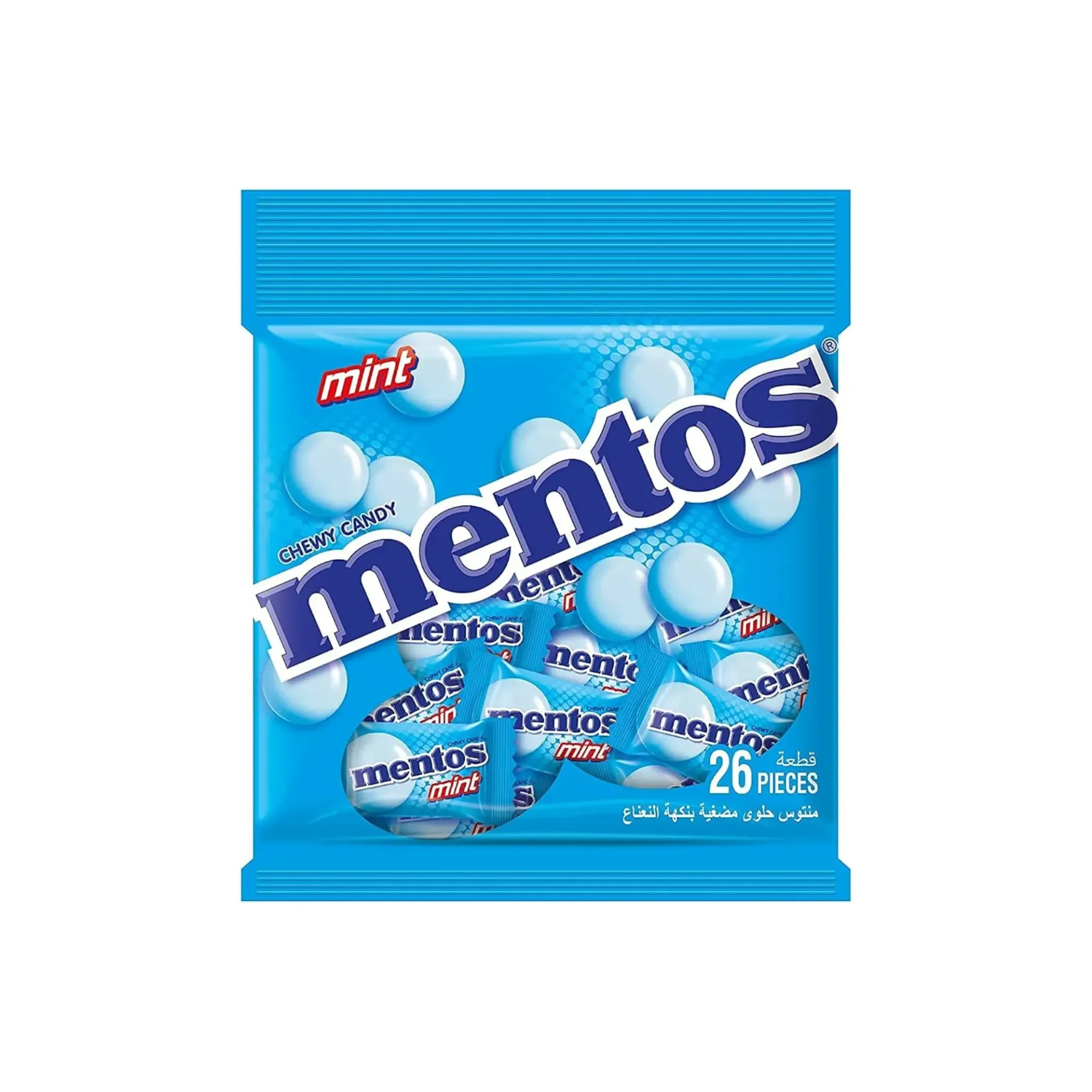 MENTOS CHEWY CANDY POUCH 26 PCS - علكة منتوس بالنعناع كيس 26  حبة