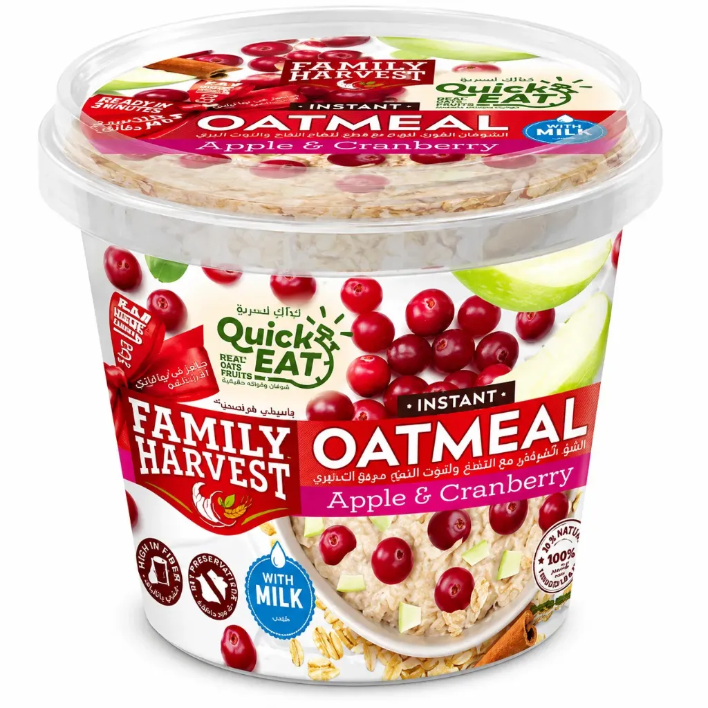 FAMILY HARVEST OAT MEAL APPLE & CRANBERRY 55 GM - فاميلى هارفست دقيق الشوفان بالتفاح والكرز 55 جم