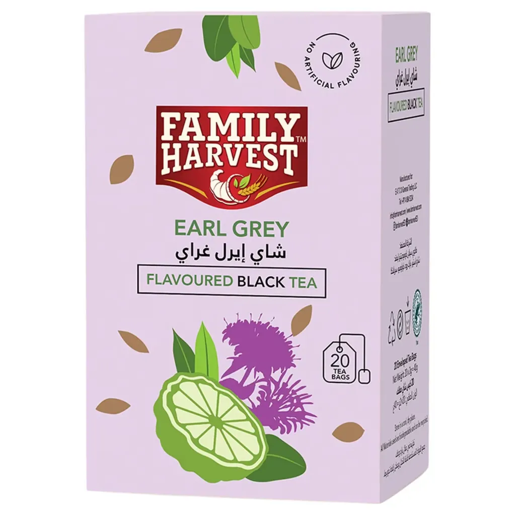 FAMILY HARVEST EARL GRAY TEA 20 BAGS - فاميلى هارفست شاى ايرل غراى 20  خيط