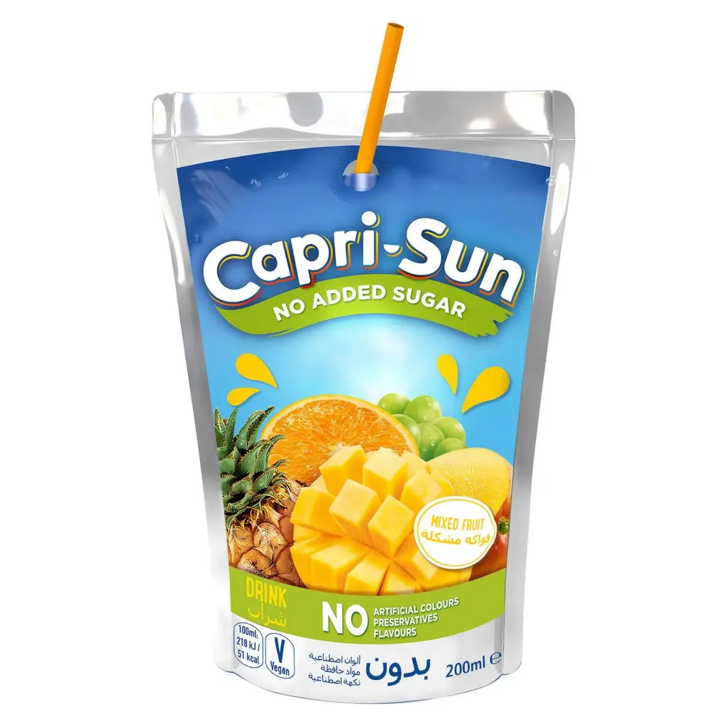 CAPRI SUN MIX FRUIT NO SUGAR ADDED 10*200 ML - كابرى سن فواكة مشكلة بدون سكر 10*200 مل
