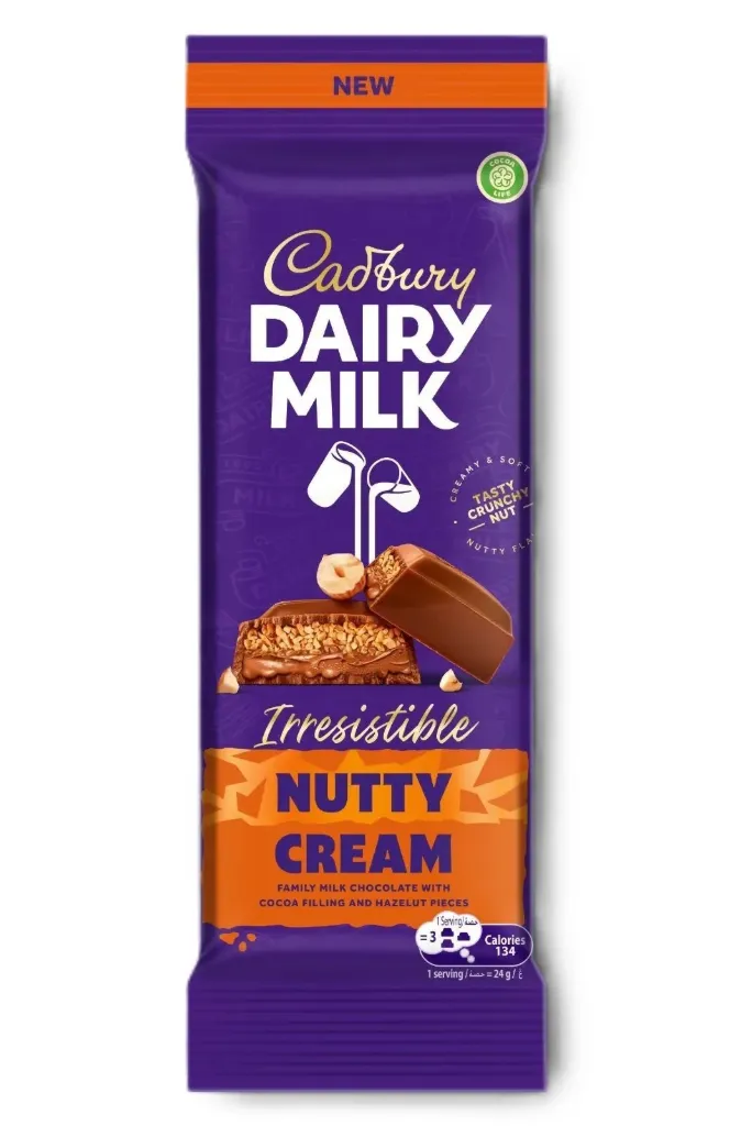 CADBURY DAIRY MILK NUTTY CREAM 105 GM - كادبورى ديرى ميلك شوكولاتة بالمكسرات 105  جم