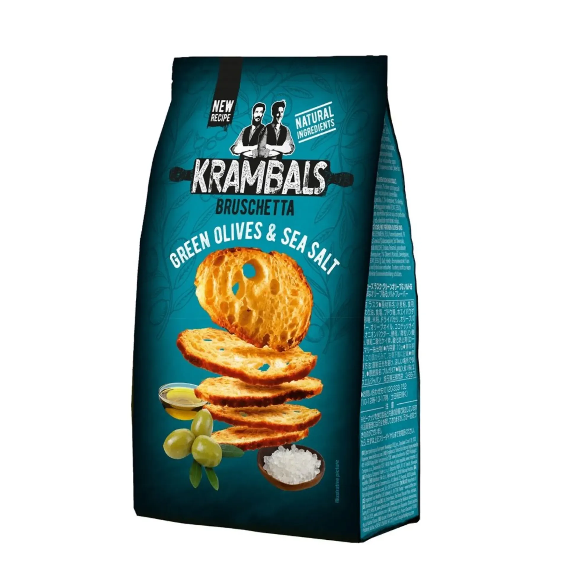 CRAMBALS Green Olive & Sea Salt Flavor 70g - كرامبال خبز محمص بنكهة الزيتون الاخضر و ملح البحر70 جرام