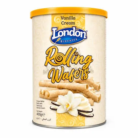 LONDON BISCUITS ROLLINA WAFERS VANILLA 400 G - لندن بسكويت رولينا ويفر بالفانيليا 400جم