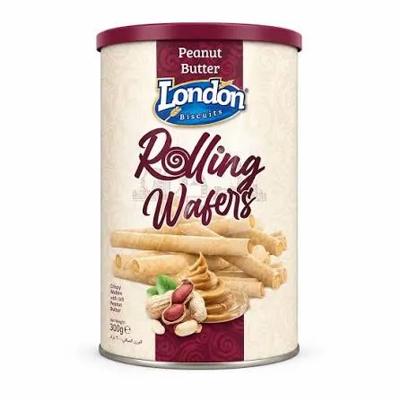 LONDON BISCUITS ROLLINA WAFERS PEANUT BUTTER400 G - لندن بسكويت رولينا ويفر بزبدة الفول السودانى 400جم