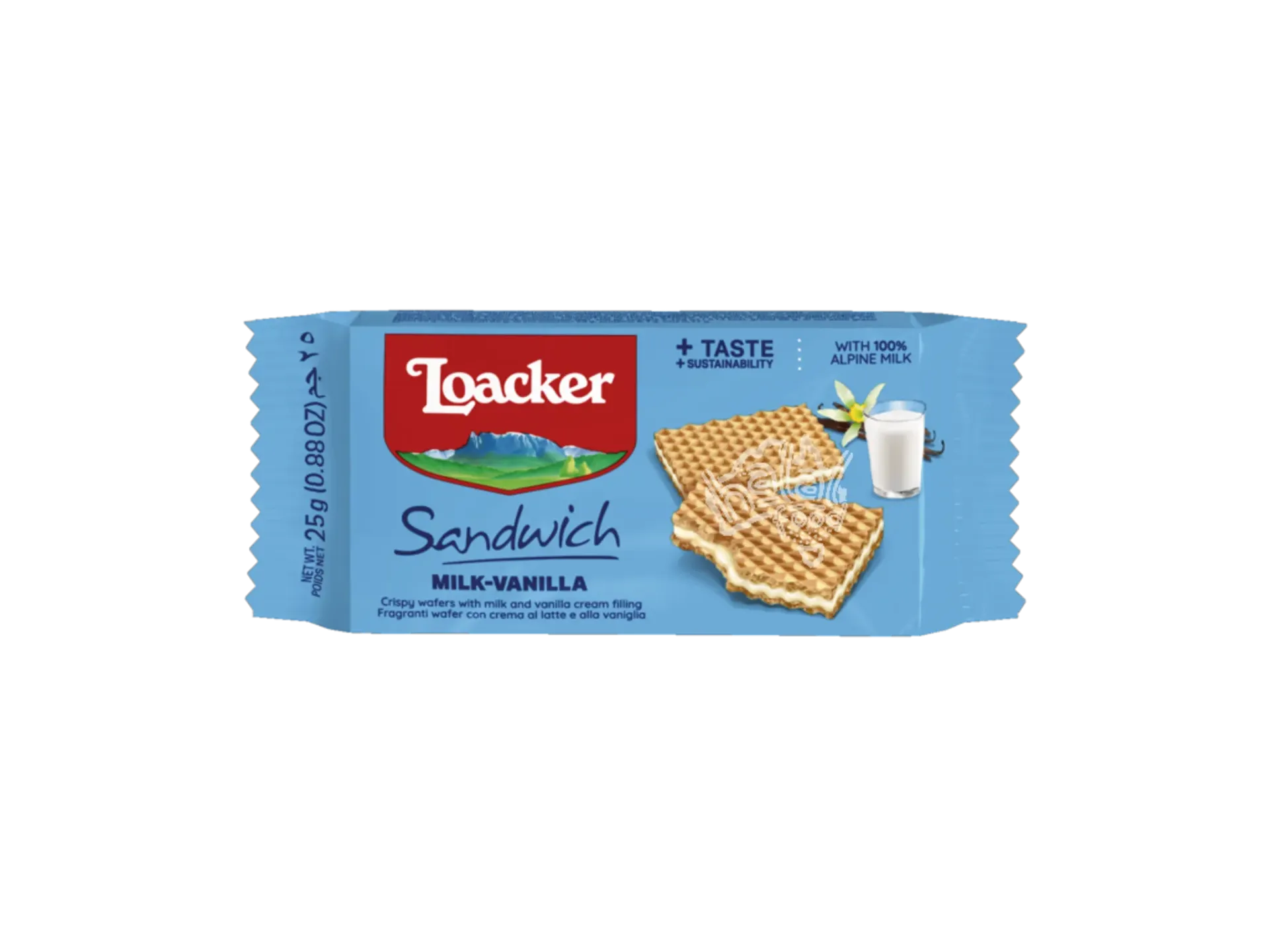 LOACKER SANDWICH MILK-VANILLA 25G - لوكر ساندوتش بالحليب والفانيليا 25جم