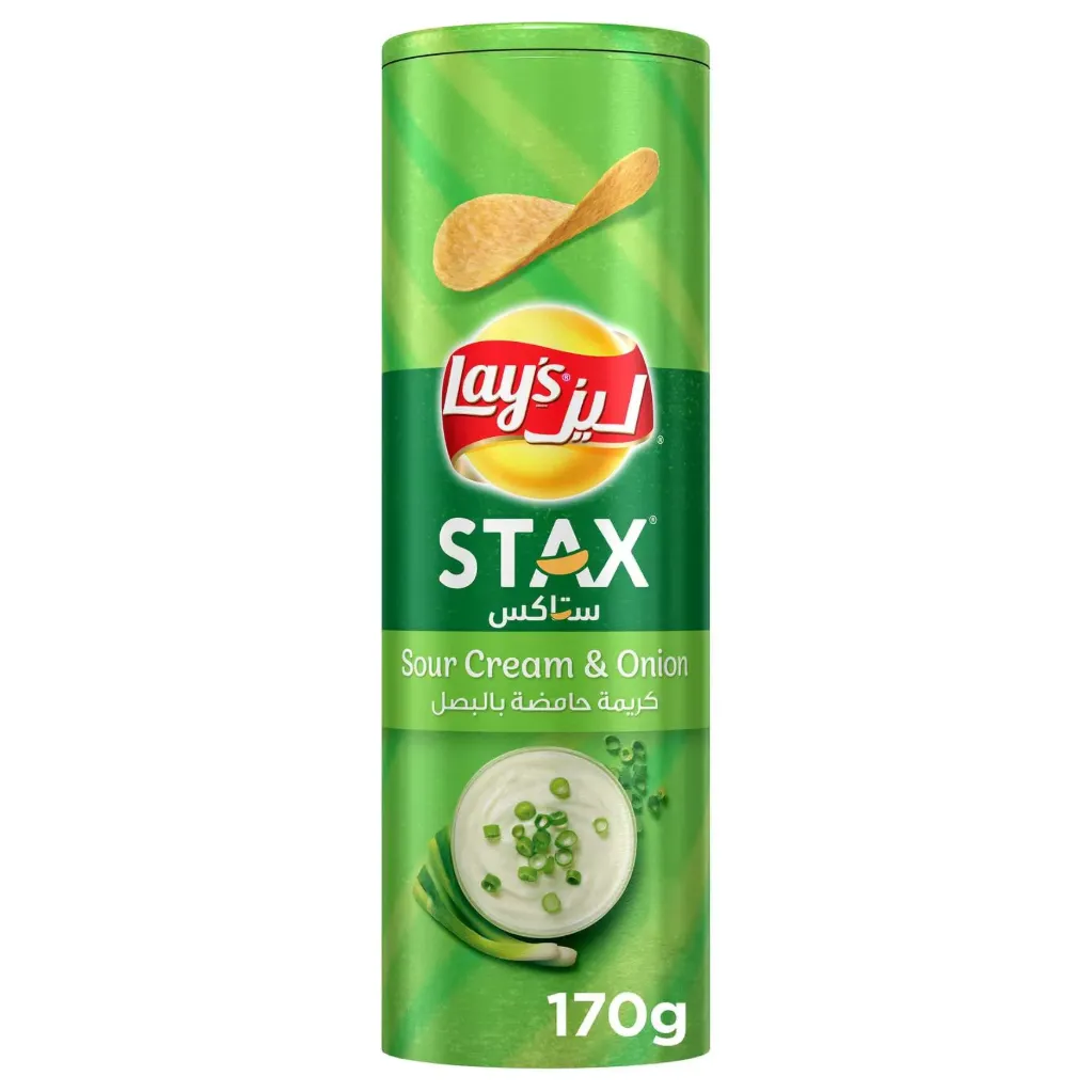 LAYS STAX CREAM & ONION 170 G - ليز ستاكس كريمة وبصل 170 جم