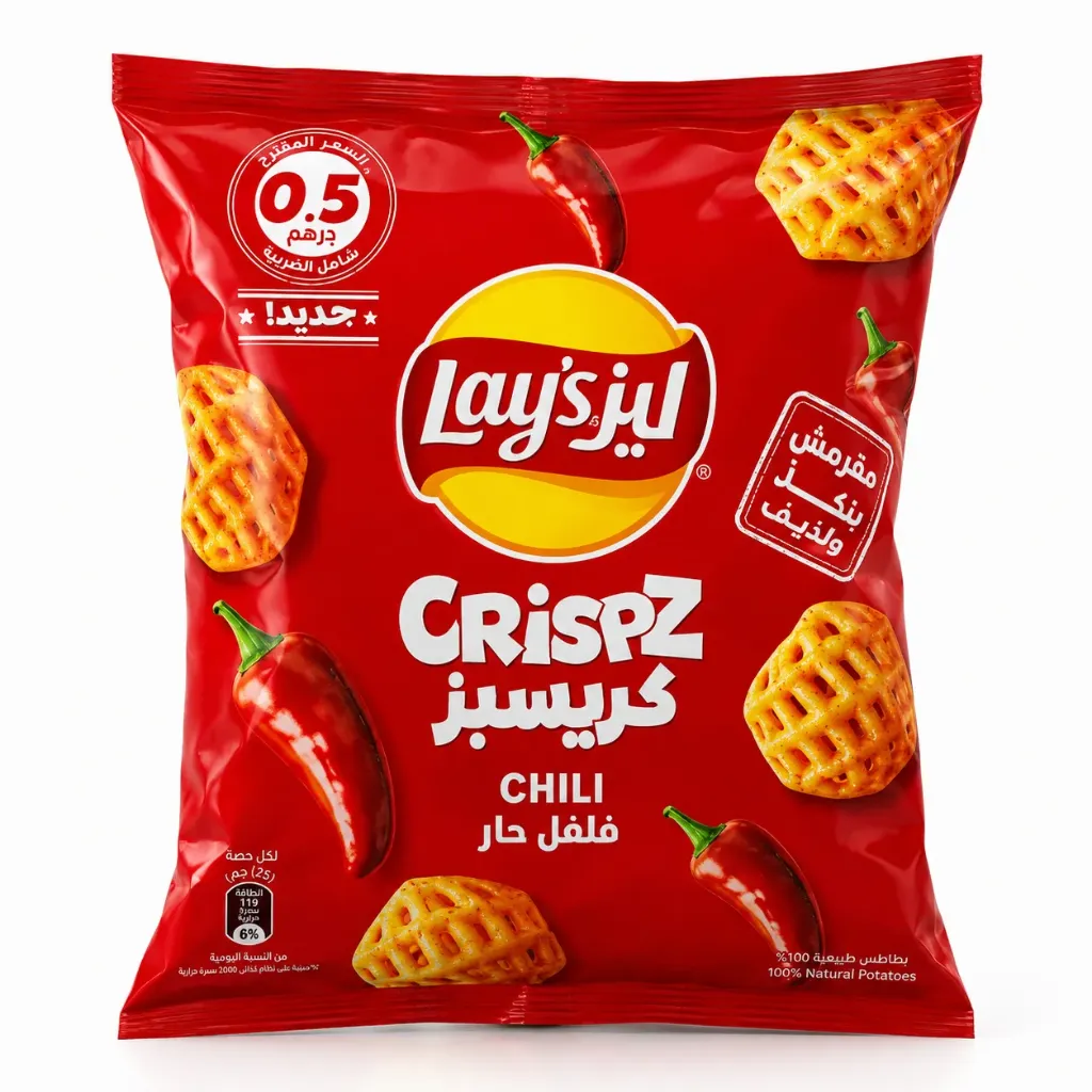 LAY'S CRISPIS CHILI 12G*21*5 - ليز كريسبيس فلفل حار 12  جم*21*5