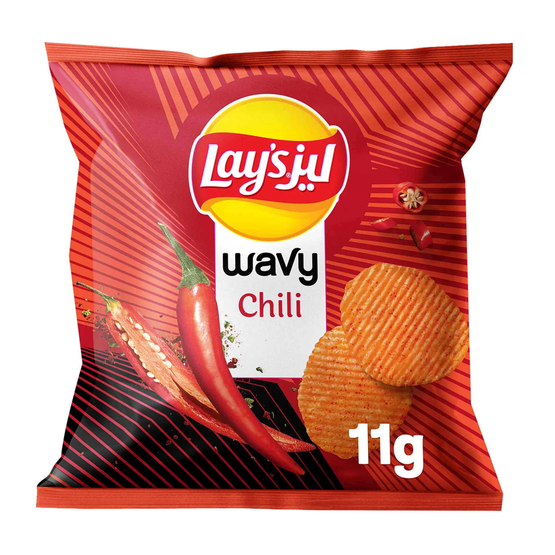 LAYS WAVY CHILI 11G*21*6 - ليز ويفى فلفل حار 11جم*21*6