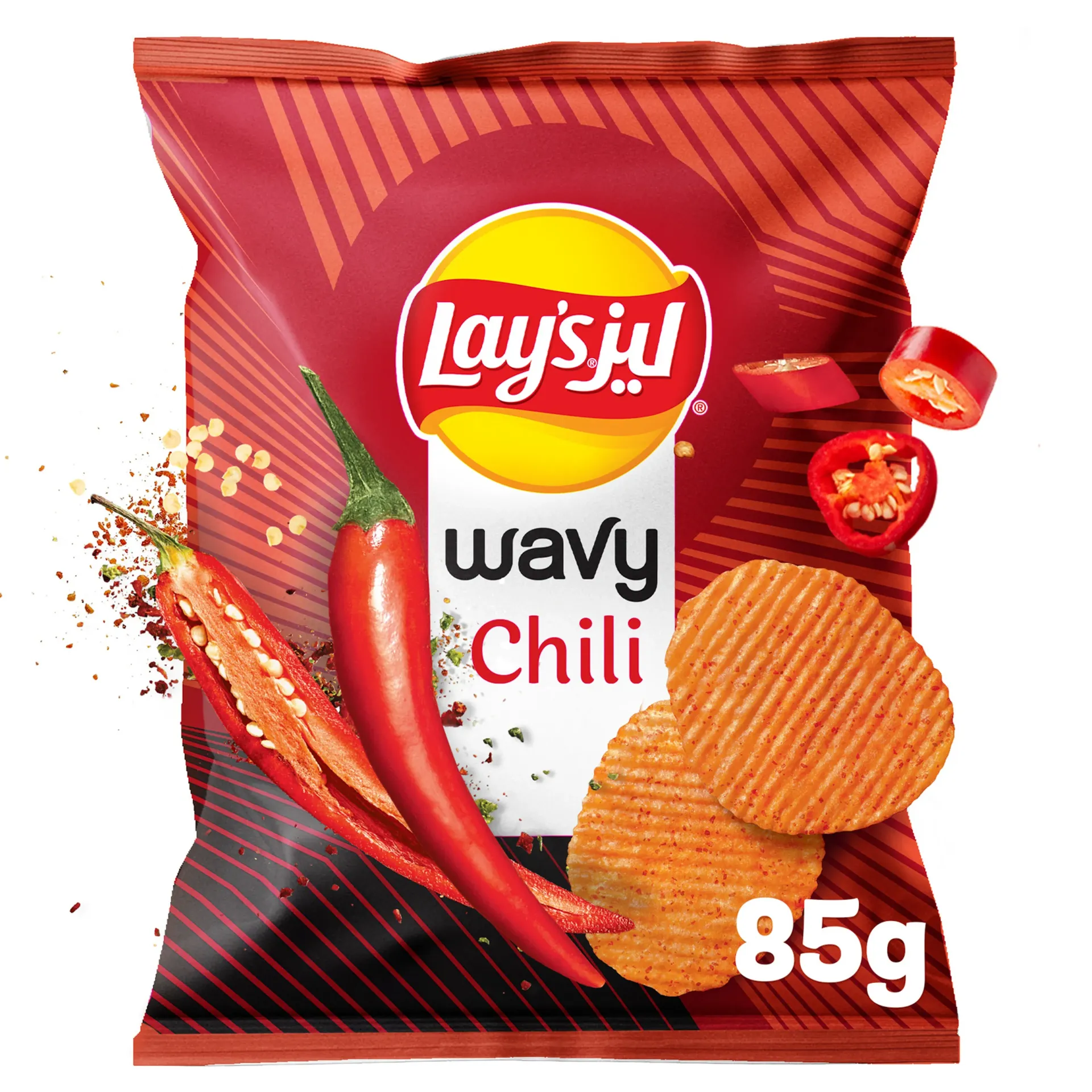 LAYS WAVY CHILI 85G - ليز ويفى فلفل حار 85 جم