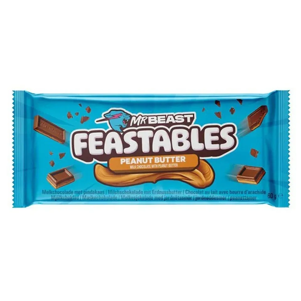 MR BEAST CHOCOLATE BAR PEANUT BUTTER 60G - مستر بست شيكولاتة بار بزبدة الفول السودانى 60جم