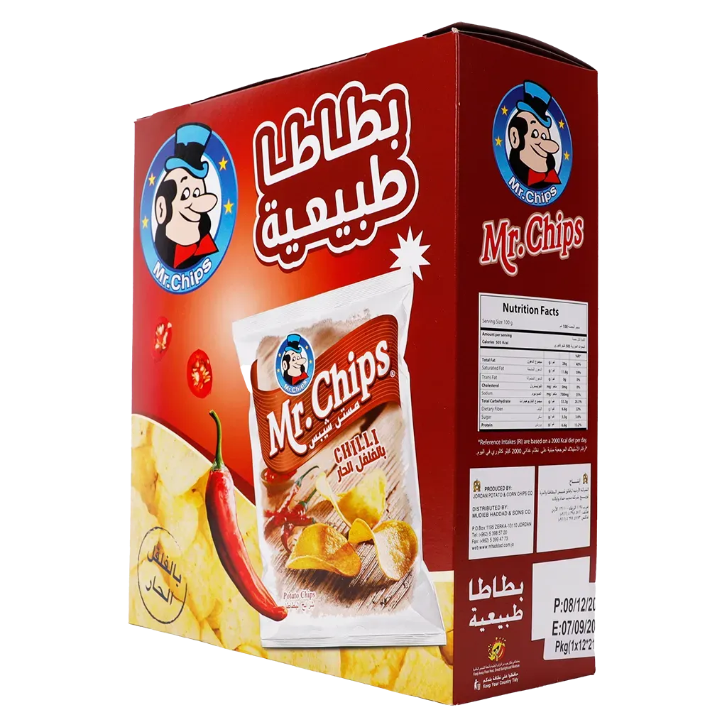 MR CHIPS HOT CHILLI 21G - مستر شيبس بالفلفل الحار 21جم