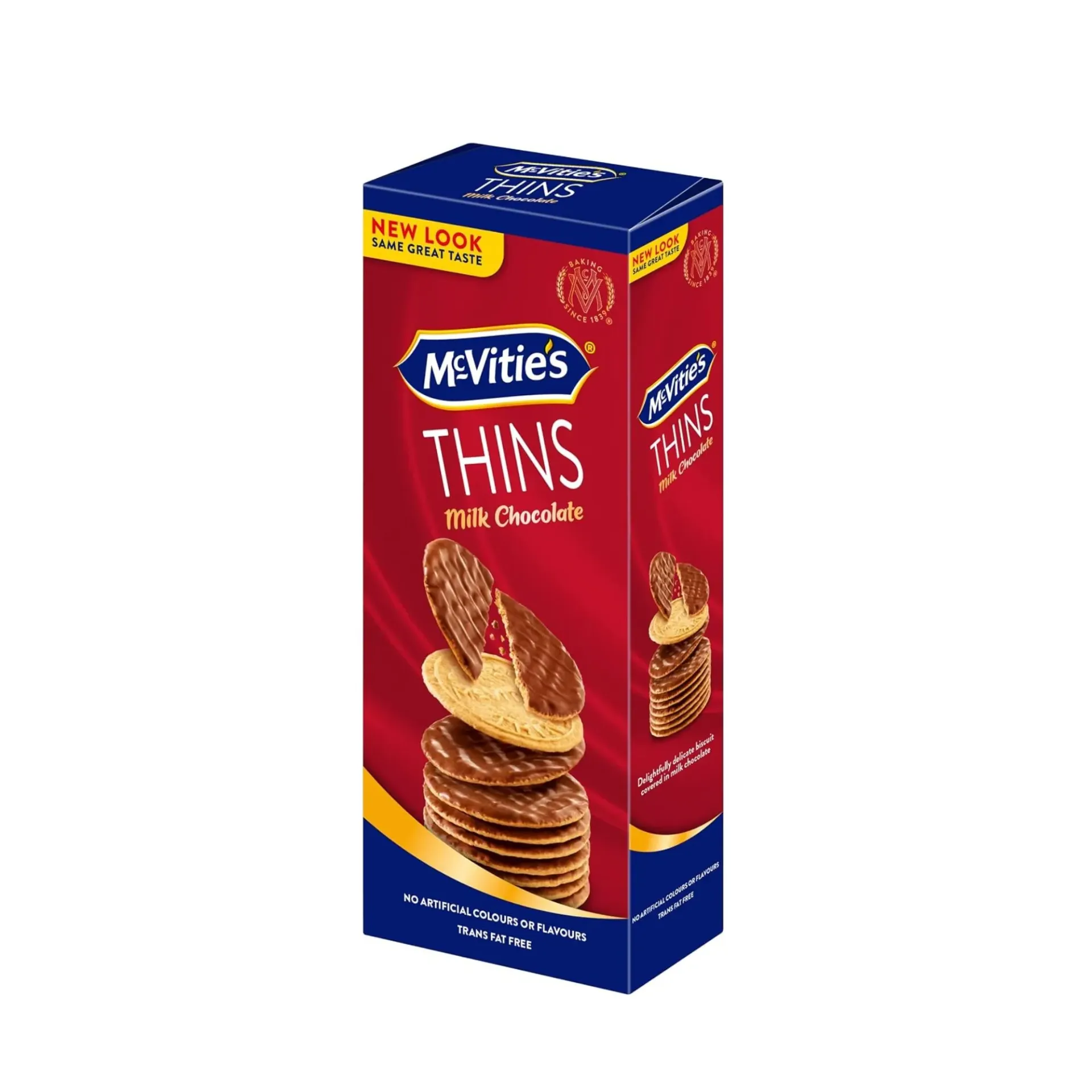 MCVITIES THINS WITH MILK CHOCOLATE 150G - مكفيتيس رقائق البسكويت بشيكولاتة الحليب 150جم