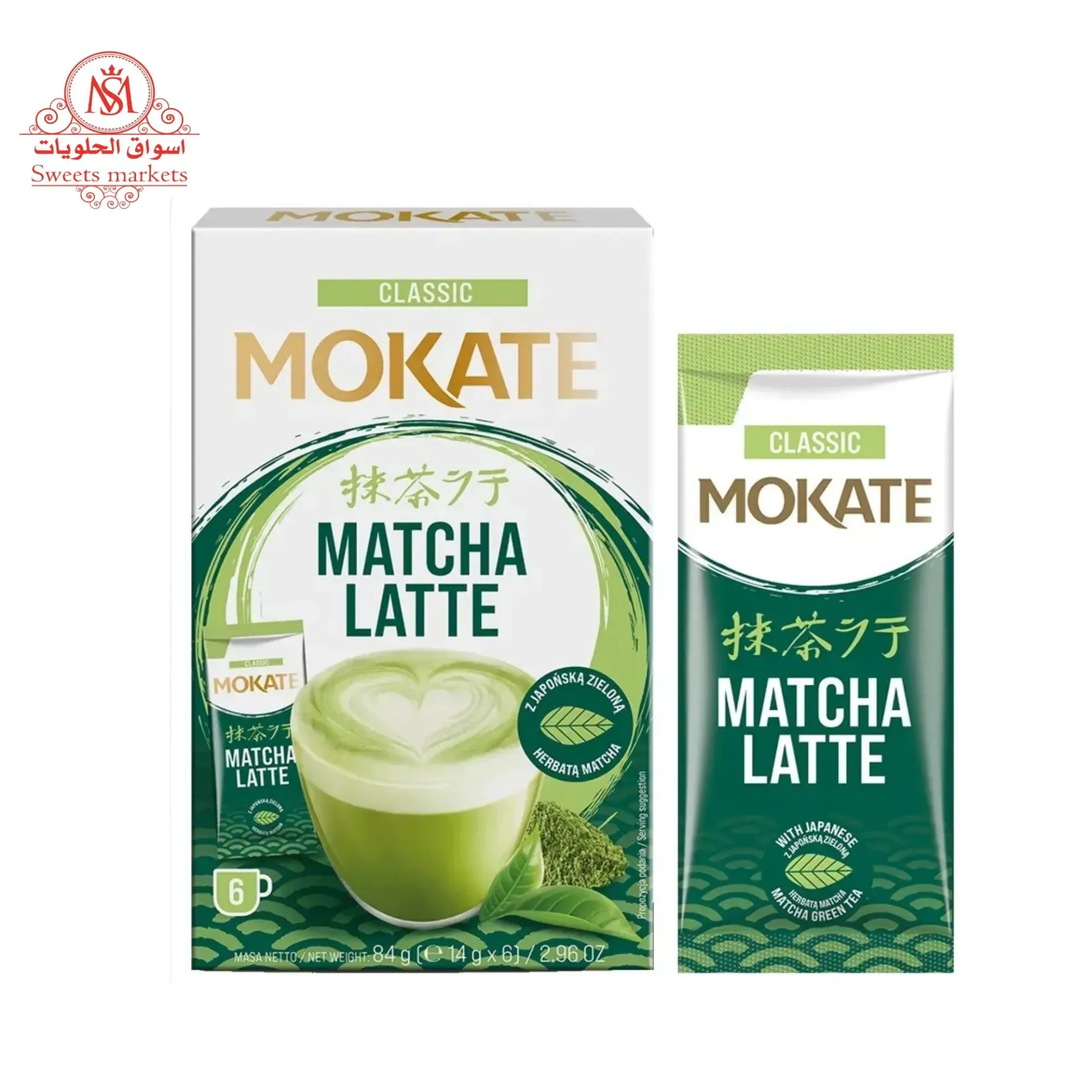 MOKATE MATCHA LATTE 14G*6 - موكاتى ماتشا لاتية 14 ج*6
