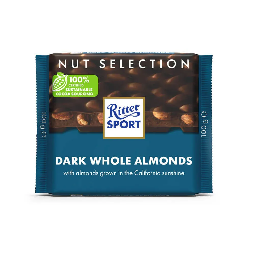 شوكولاتة ريتر سبورت داكنة اللوز 100جرام/RITTER SPORT Dark Almonds CHOCOLATE 100G