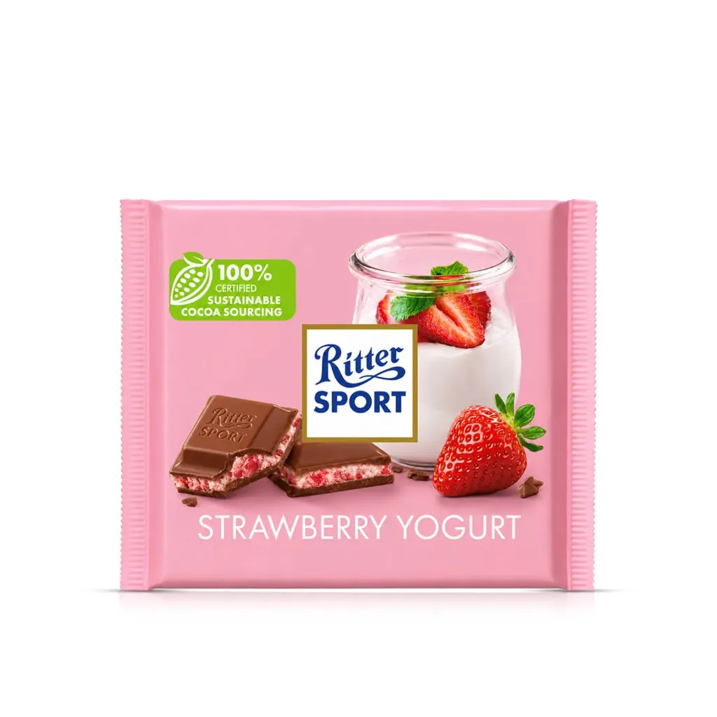 شوكولاتة ريتر سبورت زبادى الفراولة 100جرام/RITTER SPORT STRAWBERRY YOGURT CHOCOLATE 100G