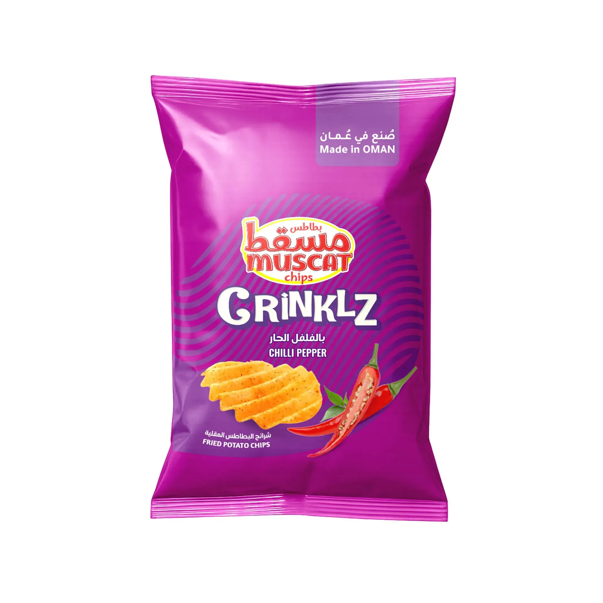 بطاطس مسقط مموج بالفلفل الحار 75  جم/MUSCAT CHIPS CRINKLZ CHILLI PEPPER 75 G