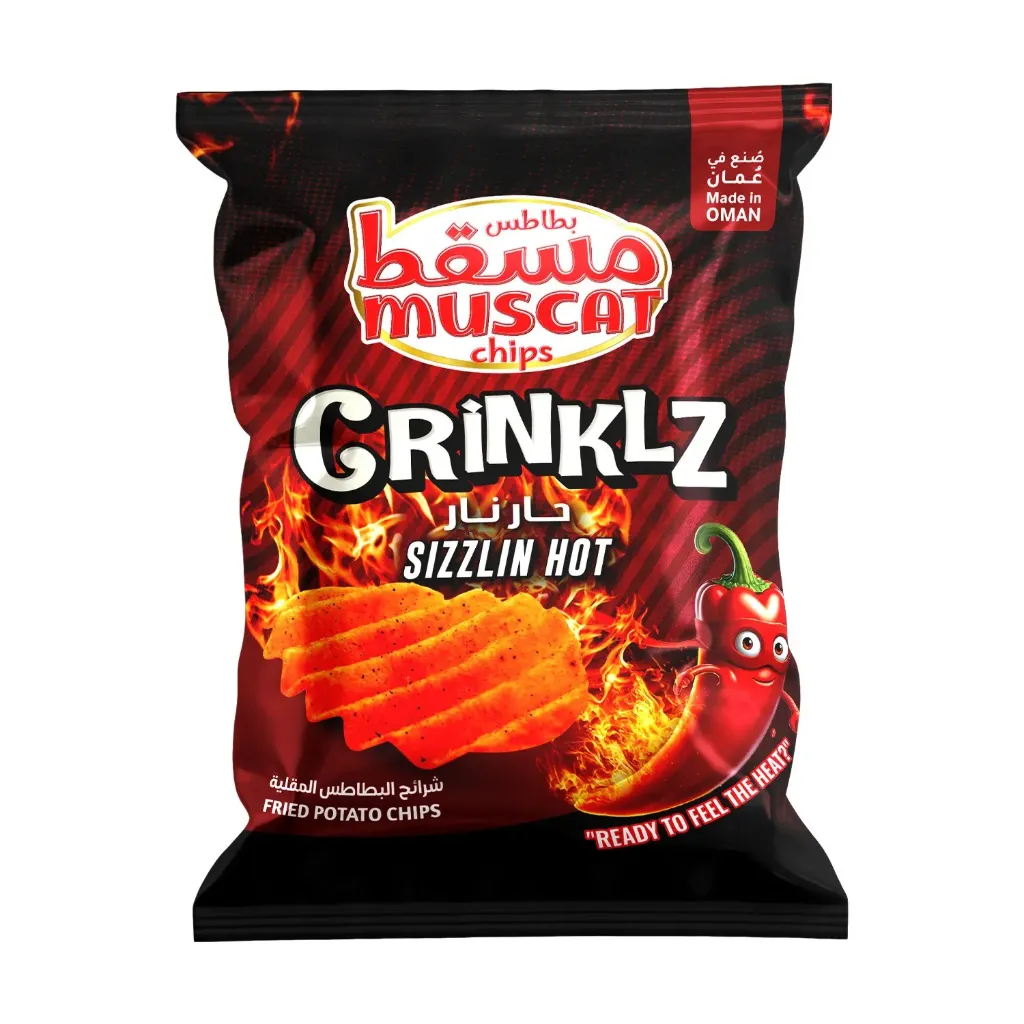 بطاطس مسقط حار نار 75  جم/MUSCAT CHIPS CRINKLZ SIZZILIN HOT 75 G