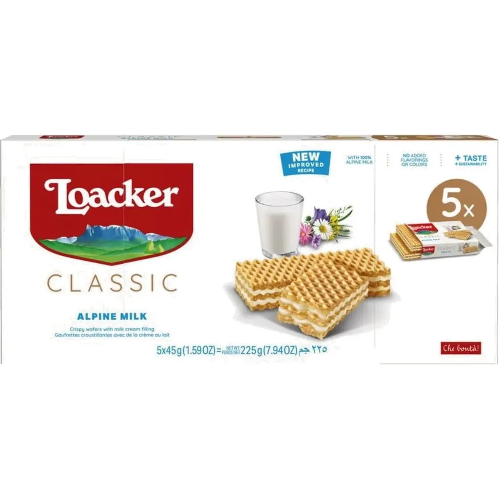 لوكر كلاسيك حليب الألبين 5*45  جم/LOACKER CLASSIC ALPINE MILK 5*45 G