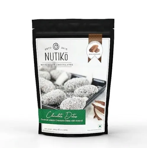 نوتيكو تمر بالشيكولاتة وجوز الهند واللوز 300  جم/NUTIKO COCONUT COATED CHOCOLATE DATES WITH ALMOND300 G
