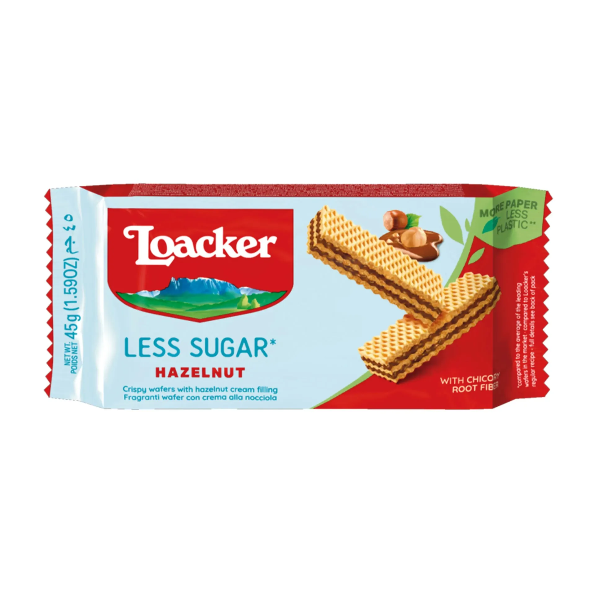 لوكر بالبندق قليل السكر 45  جم/LOACKER HAZELNUT LESS SUGAR 45 G